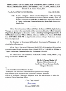 తెలంగాణలో 630 మంది విద్యాశాఖ అధికారులకు ఒకరోజు శిక్షణ